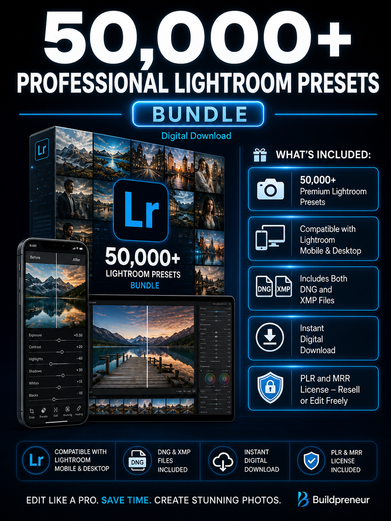 Buildpreneur™️ 5000+ Lightroom Presets